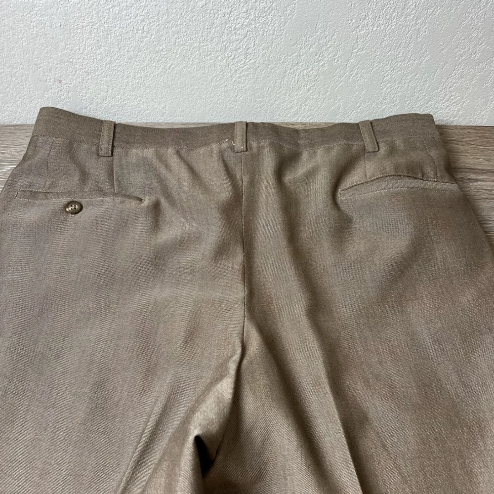 Vintage 1960s Dress Pants Mens 36x29 Brown Talon Zipper Cuffed Straight Trousers